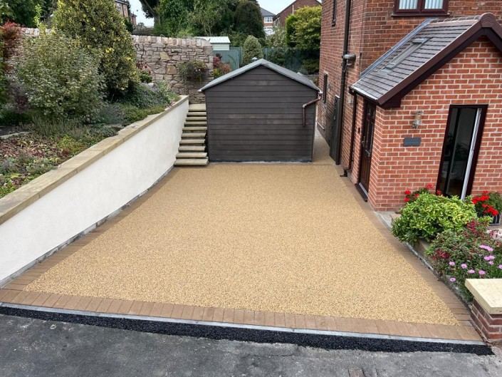 Golden resin-bound driveway